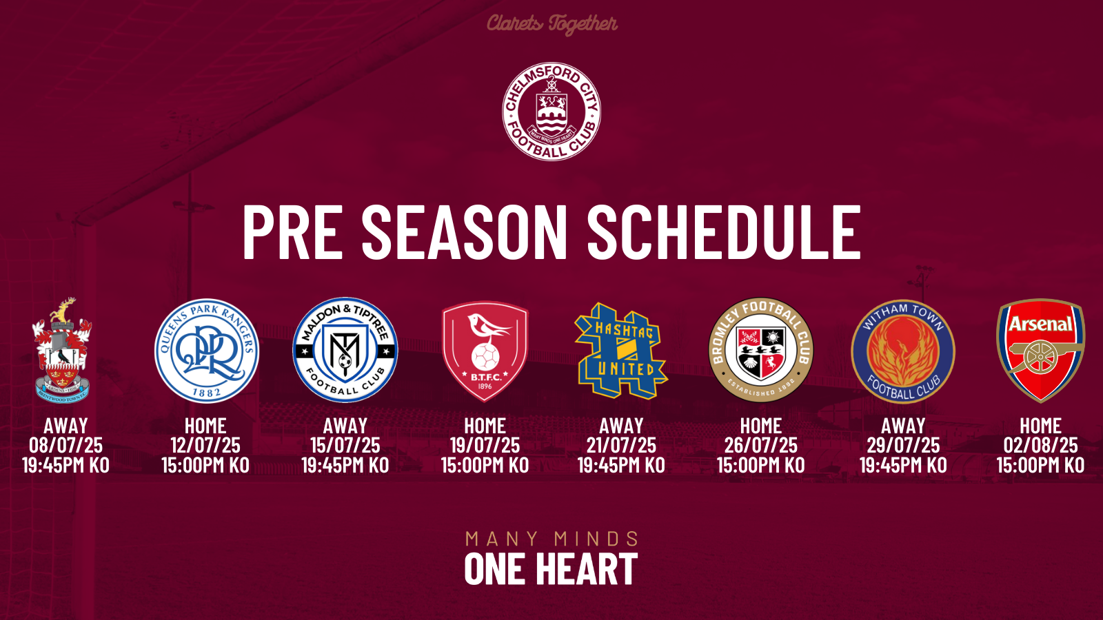 PRE SEASON SCHEDULE ANNOUNCED