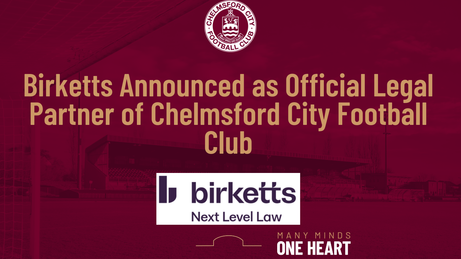 Birketts Announced as Official Legal Partner of Chelmsford City Football Club